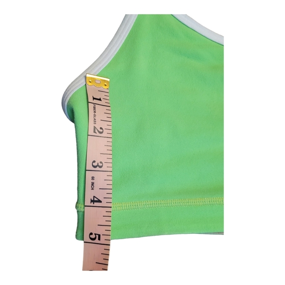 Lululemon Flow Y Bra IV Neon Green White Size 8 Racerback Sports Bra EUC - Picture 15 of 16